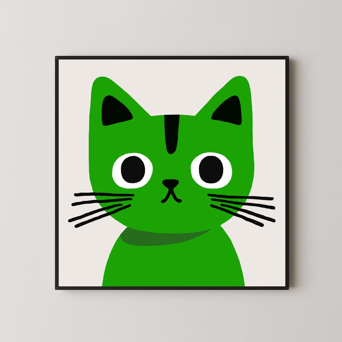 Bold Red Cat Face Minimalist Geometric Nordic Kitchen Wall Art Poster - Image 2