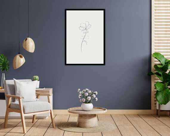 Elegant Single Line Flower Drawing Minimalist Botanical Art Poster