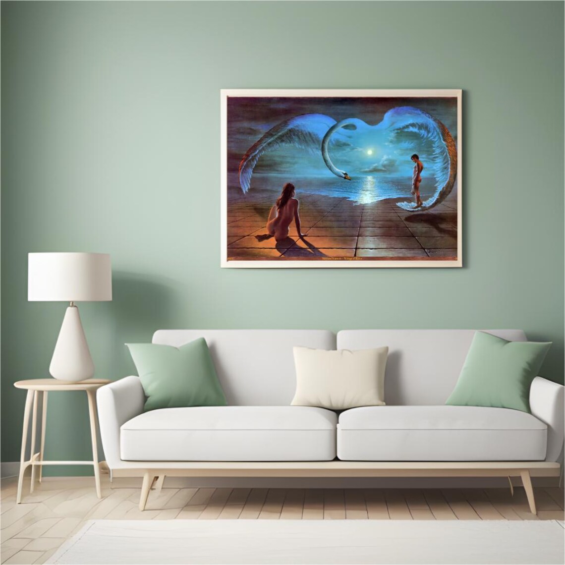 Wings of Love Twin Swans Romantic Fantasy Moonlit Art Poster - Image 5