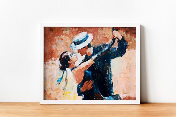 Passionate Tango Dance Couple Impressionist Oil Painting Poster