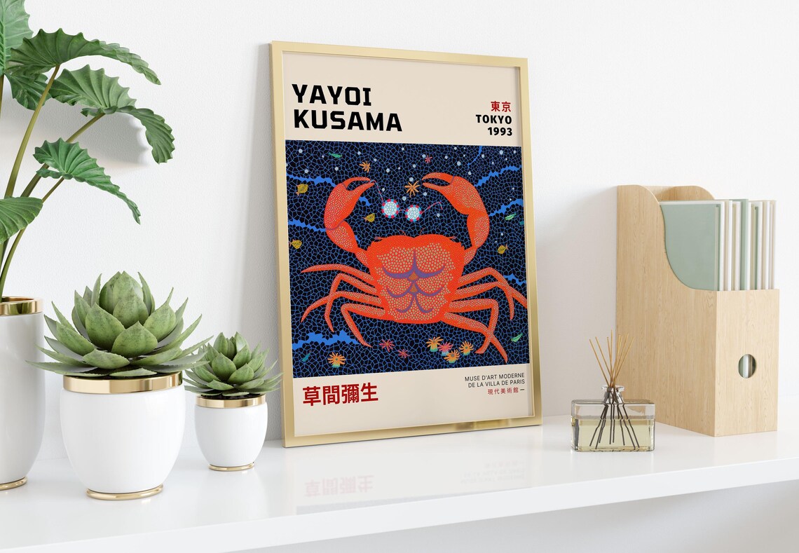 Yayoi Kusama Tokyo 1993 Red Crab Exhibition Gallery Art Poster - Image 2