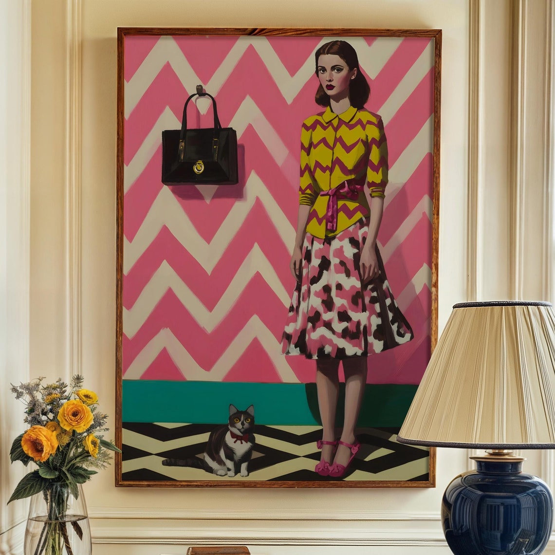 The Fashionable Woman Portrait Print Female Portrait Painting Fashion Prints Womans Art Feminist Poster Maximalist Prints Dopamine Decor - Image 3