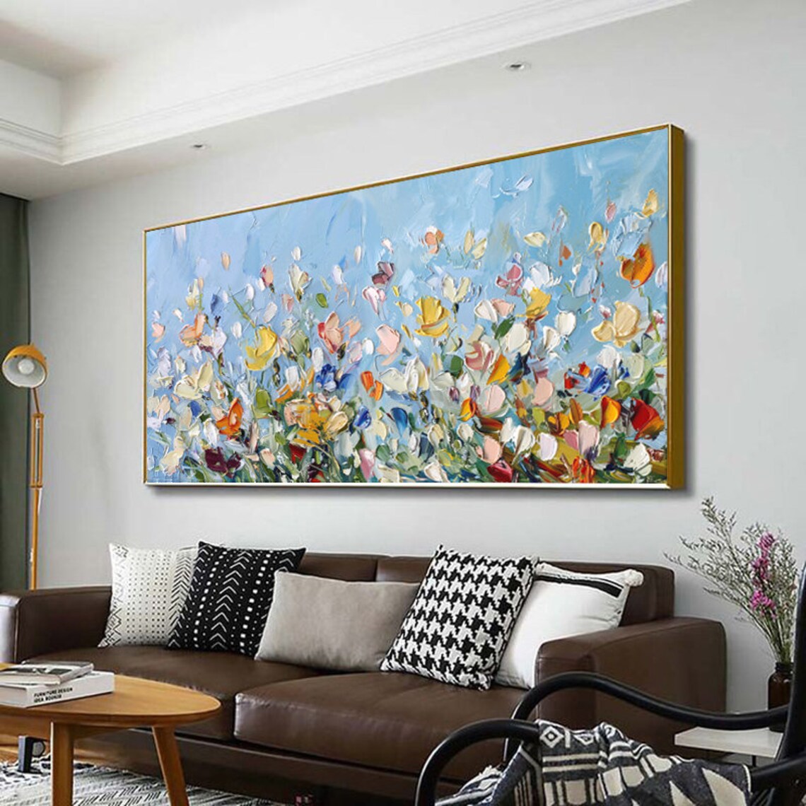 Colorful Wildflower Meadow On Sky Blue Floral Painting Art Poster - Image 5