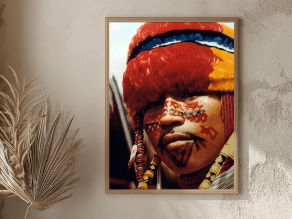 Amazonian Warrior Wall Art Vintage Peru Tribal Portrait Indigenous Culture Print Boho Ethnic Decor Rustic History Lover Gift