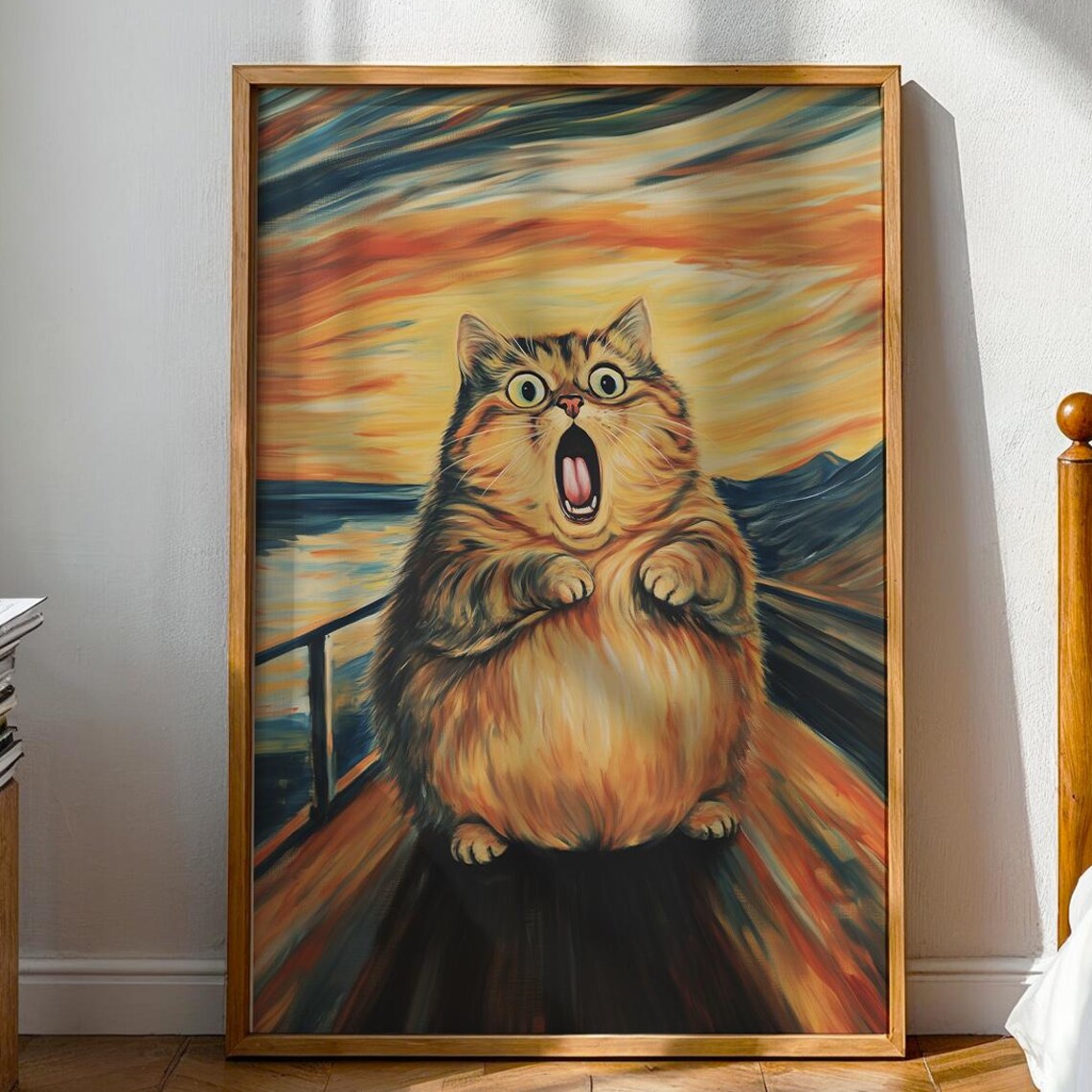 Funny Scream Cat Art Print, Parody Cat Poster