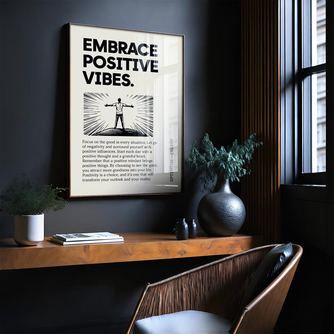 Embrace Positive Vibes Motivational Quote Optimism Office Wall Poster - Image 4
