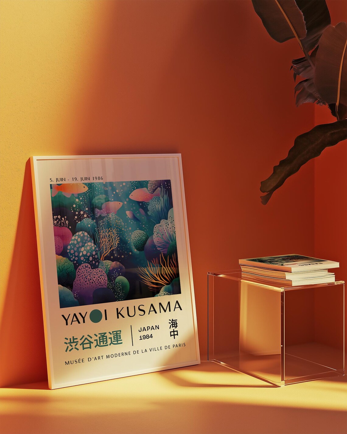 Yayoi Kusama 1986 Ocean Coral Reef Tropical Fish Exhibition Poster - Image 2