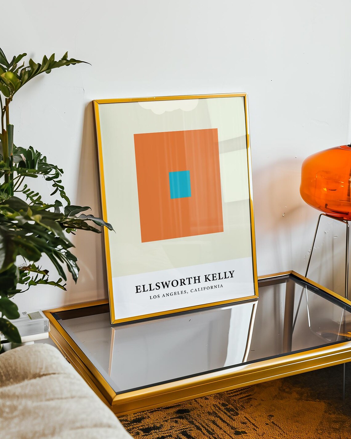 Ellsworth Kelly Orange Teal Square Minimalist Color Field Poster - Image 2