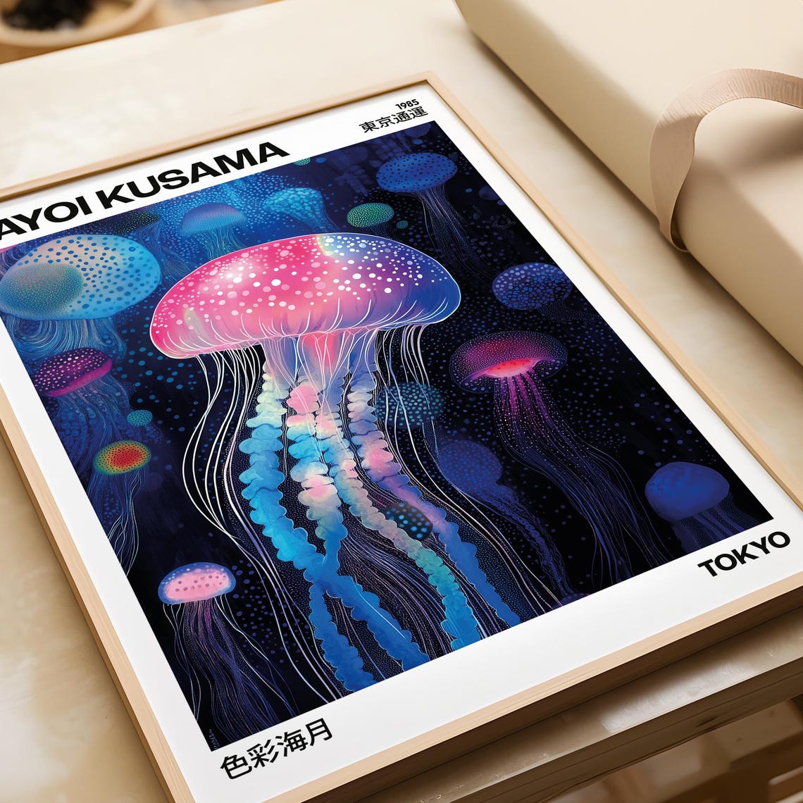 Yayoi Kusama Pink Jellyfish Poster Vibrant Japanese Wall Art For Living Room Colourful Abstract Print Neon Poster Girls Bedroom Office - Image 3