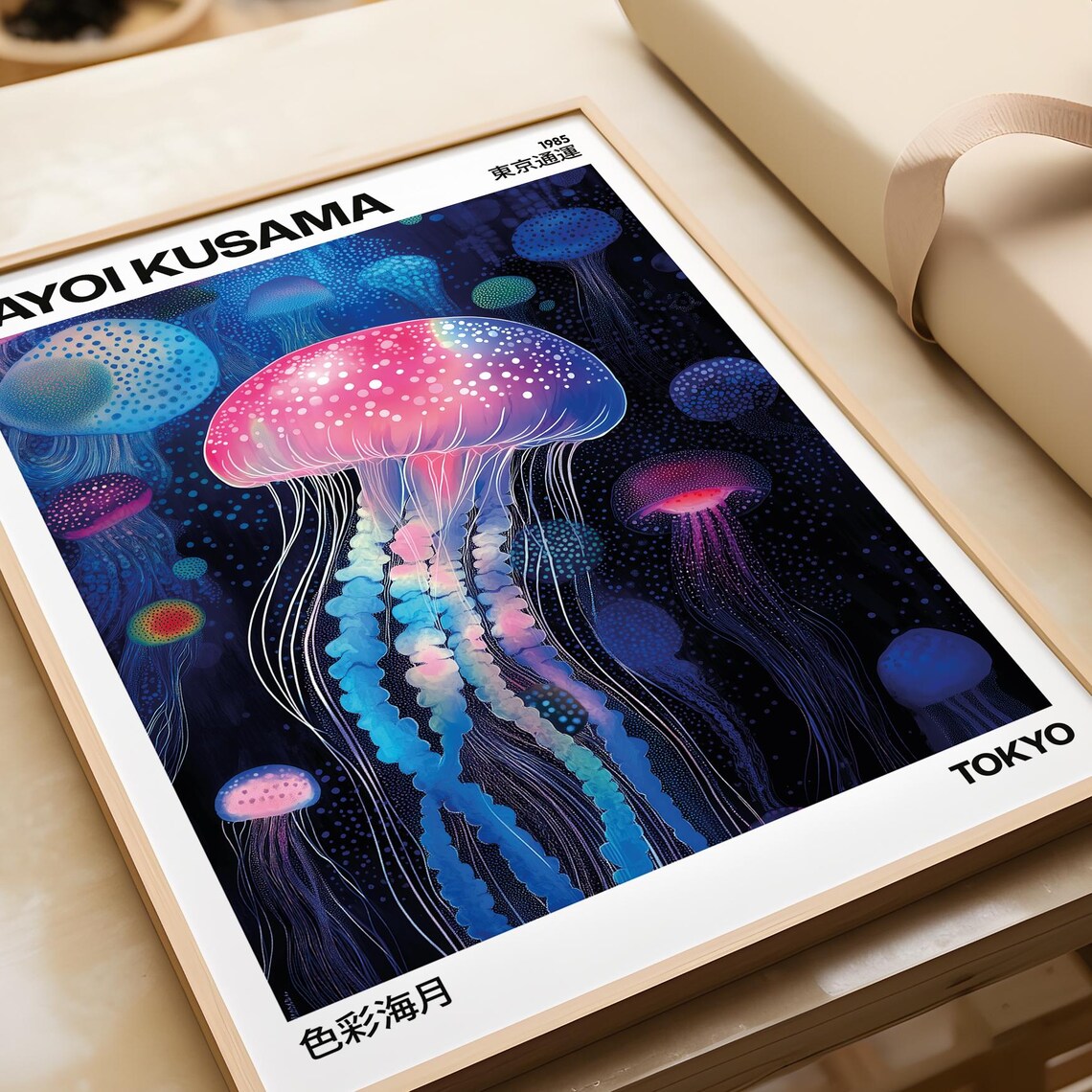 Yayoi Kusama Pink Jellyfish Tokyo 1985 Ocean Exhibition Style Poster - Image 3