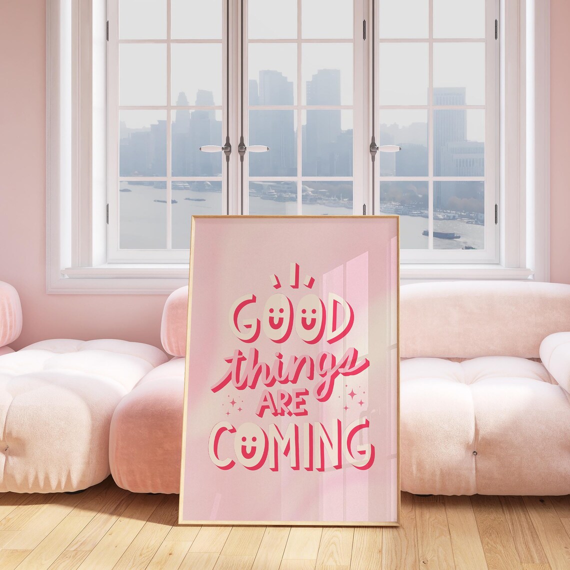 Good Things Are Coming Pink Playful Bubble Lettering Quote Poster - Image 4