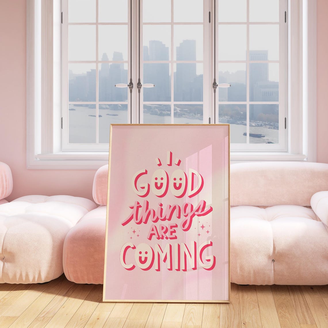 Good Things Are Coming Wall Art Positive Quote Print Pink Aesthetic Motivational Poster Cute Room Decor For Teen Girl Bedroom Positive Gift - Image 4