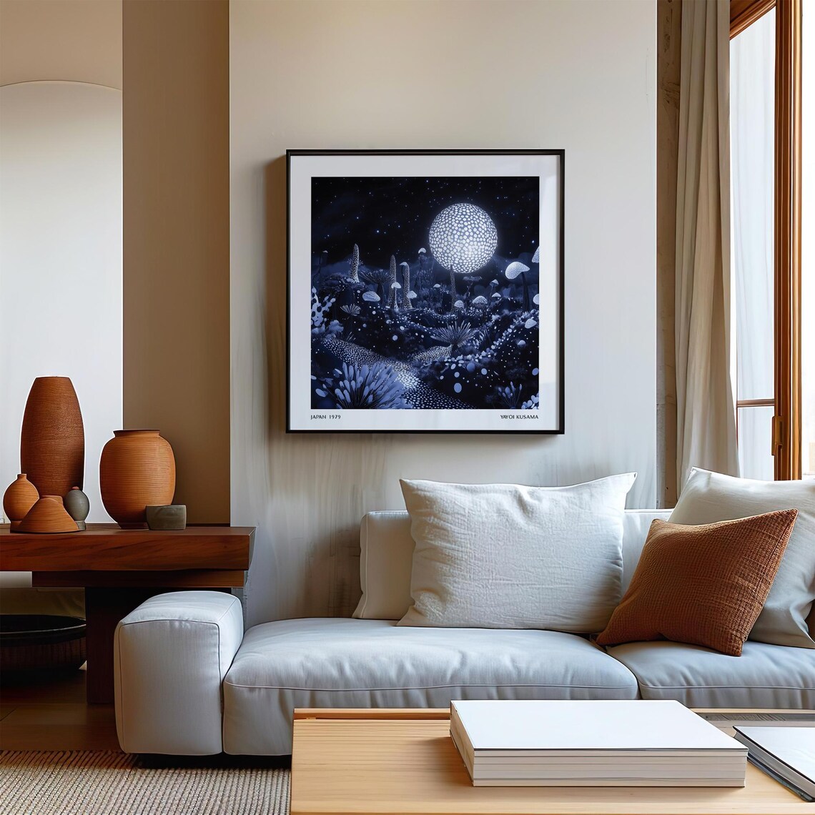 Surreal Night Mushroom Art Print, Yayoi Kusama Inspired - Image 3