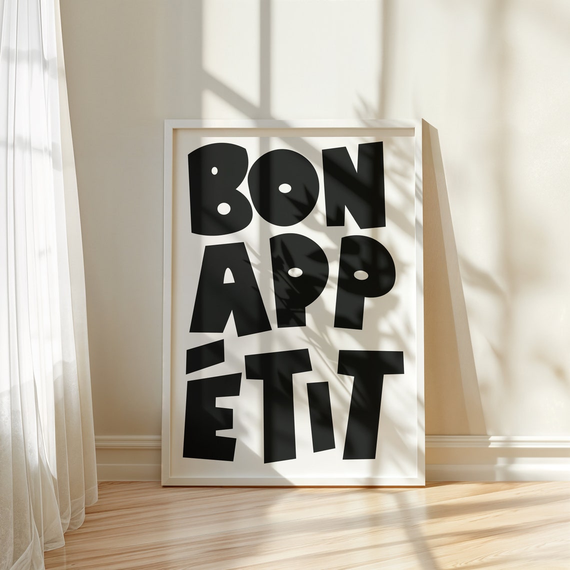 Bon Appetit Bold Retro Kitchen Typography Black and White Poster