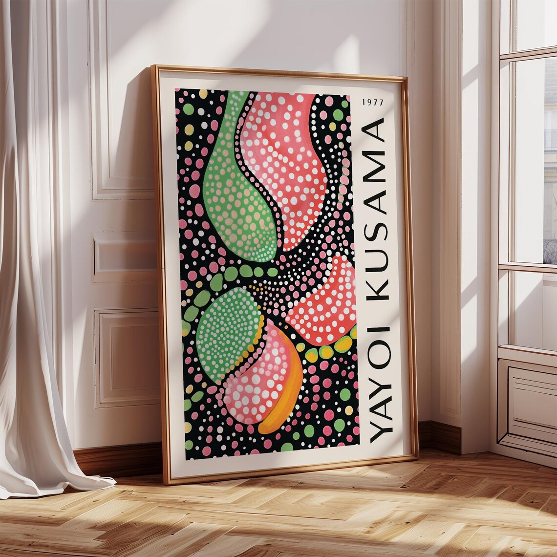 Yayoi Kusama 1977 Polka Dot Organic Green Pink Black Abstract Poster