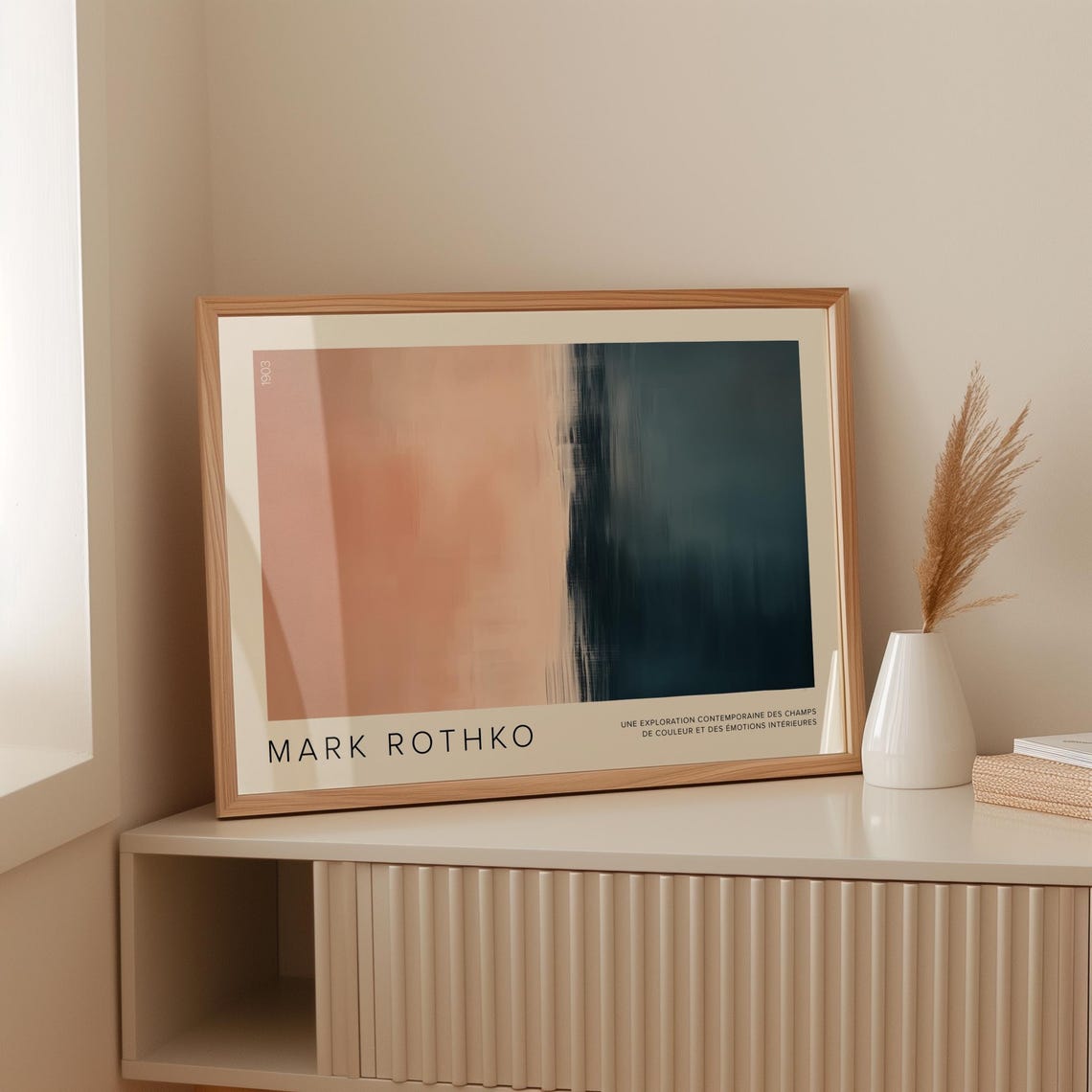 Mark Rothko Blush Pink Navy Color Field Minimal Abstract Style Poster - Image 2