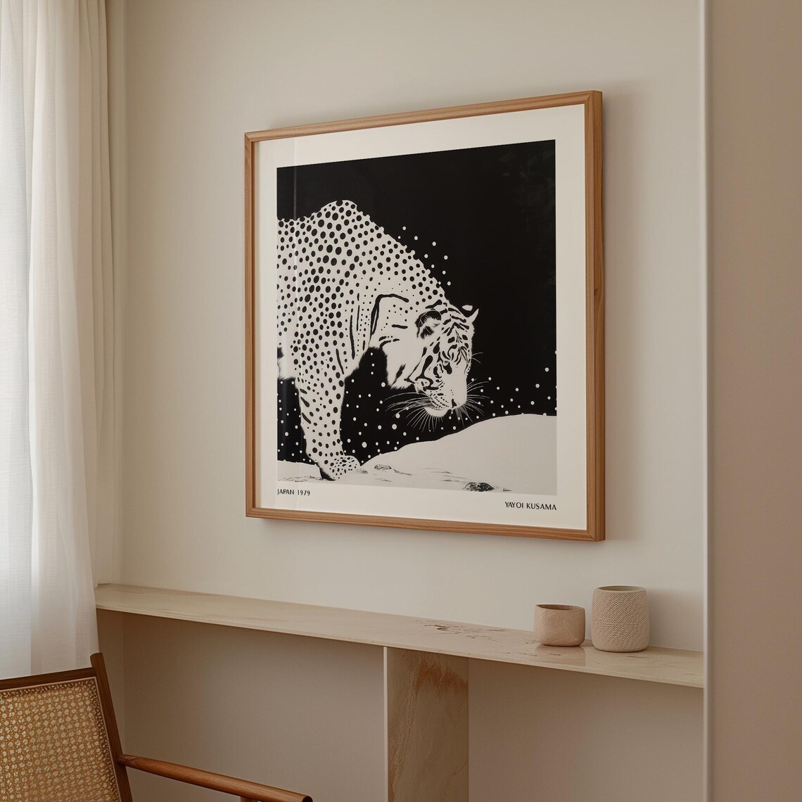 Dotted Black And White Tiger Portrait Square Yayoi Kusama Poster - Image 2