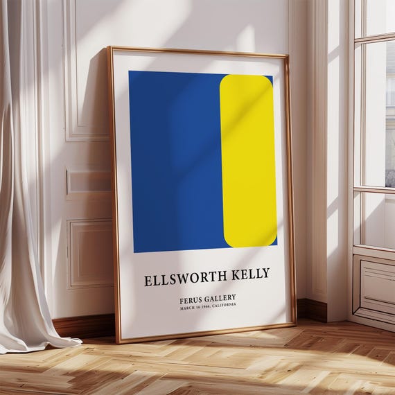 Ellsworth Kelly Yellow Blue Print Kelly Inspired Wall Art Museum Gallery Print Exhibition Style Bold Artwork For Living Room Or Office