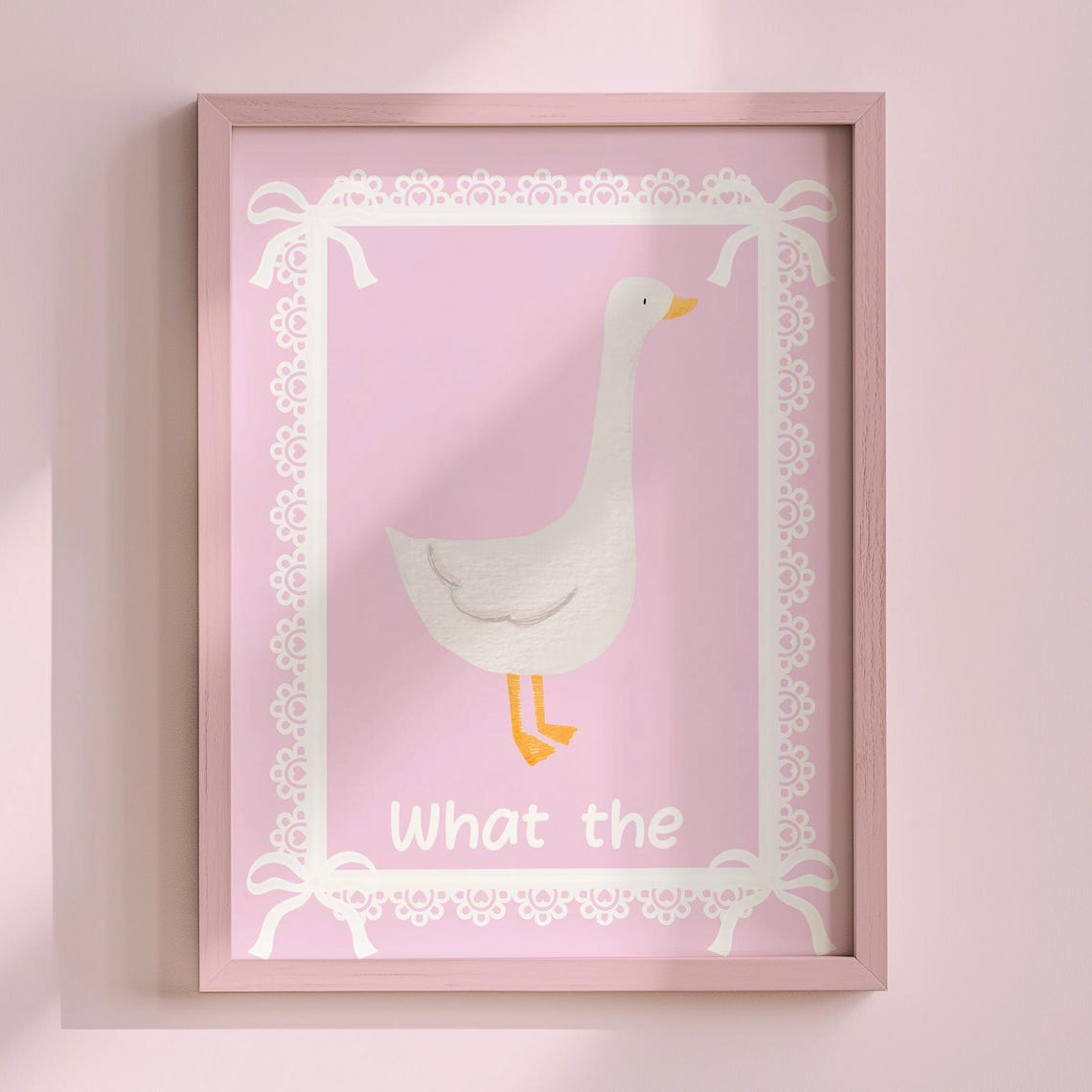 Pink Coquette Cute Duck Typography Art Print Funny Bathroom Wall What The Poster