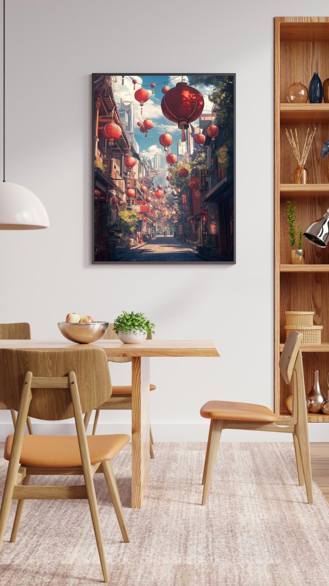 Anime Lantern Street in Old Chinatown Cityscape Nursery Poster - Image 2