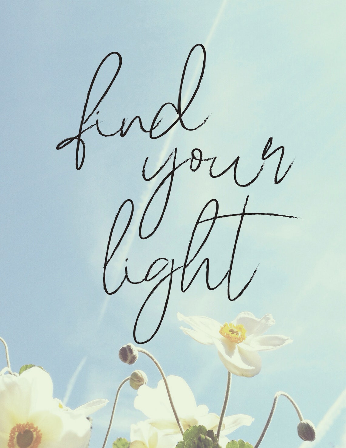 Find Your Light Elegant Script Sky And Flower Photo Quote Poster - Image 2