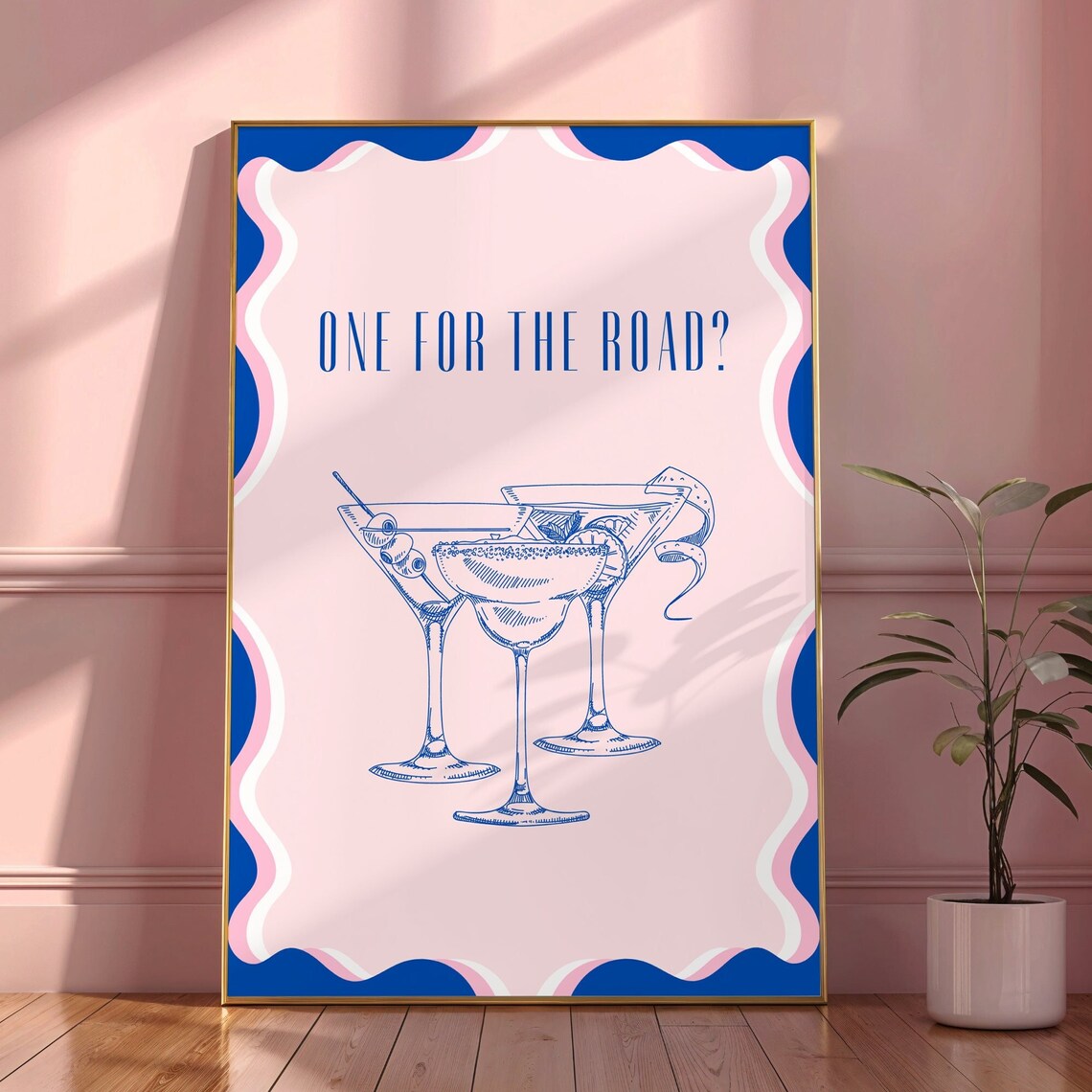 One For The Road Cocktail Print, Retro Bar Decor