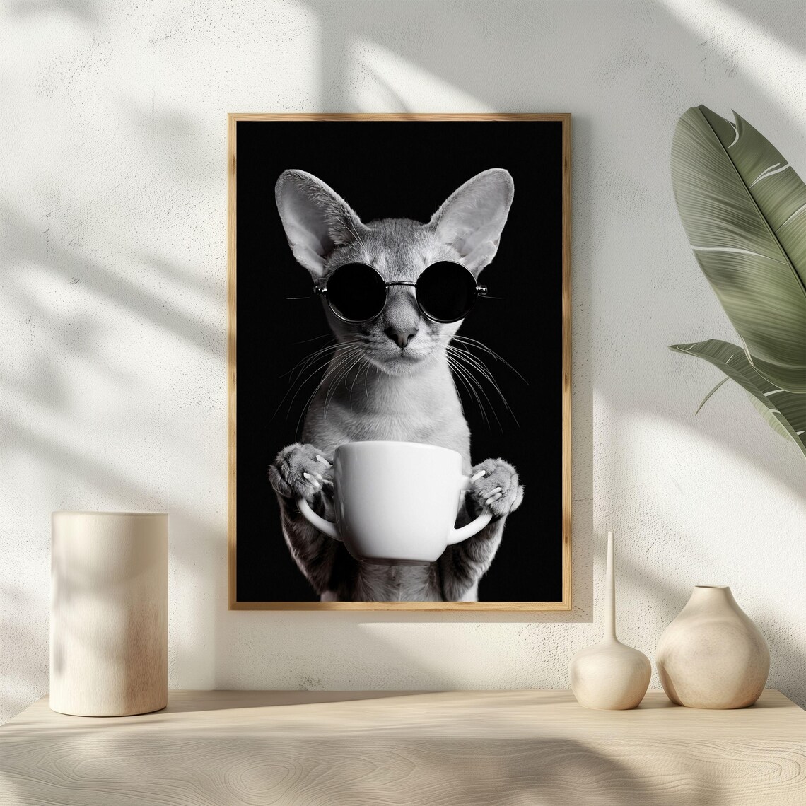 Cat Drinking Coffee, Vintage Coffee Lover Poster - Image 4