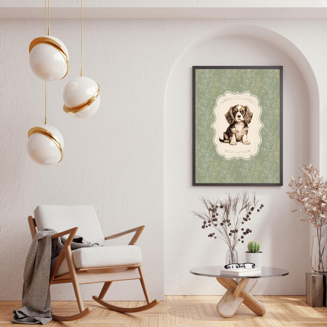 Vintage Style Cavalier King Dog Art Print, Nursery Decor - Image 4