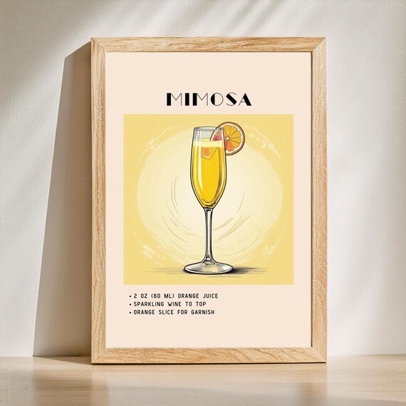 Mimosa Cocktail Vintage Bar Cart Art Print