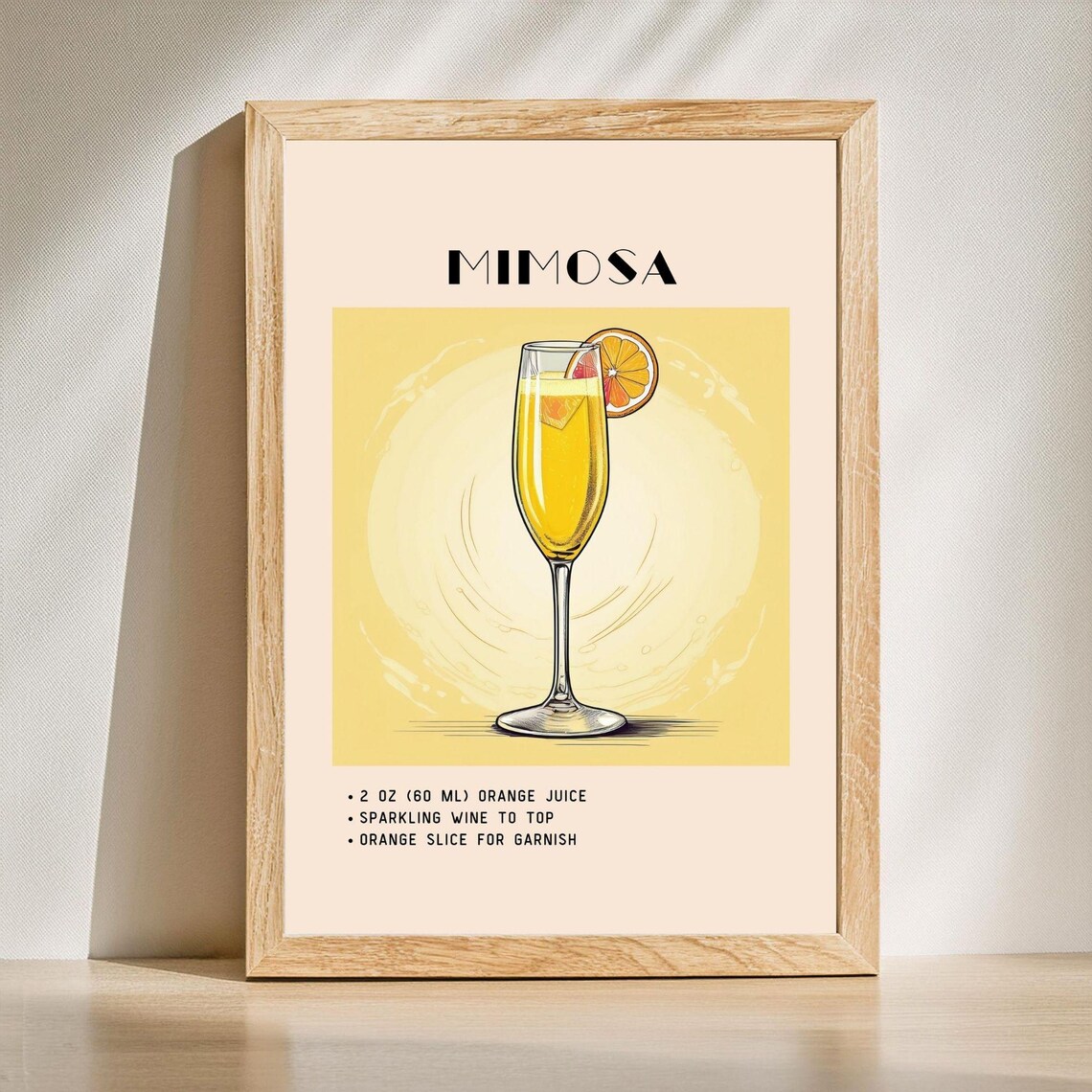 Mimosa Cocktail Vintage Bar Cart Art Print