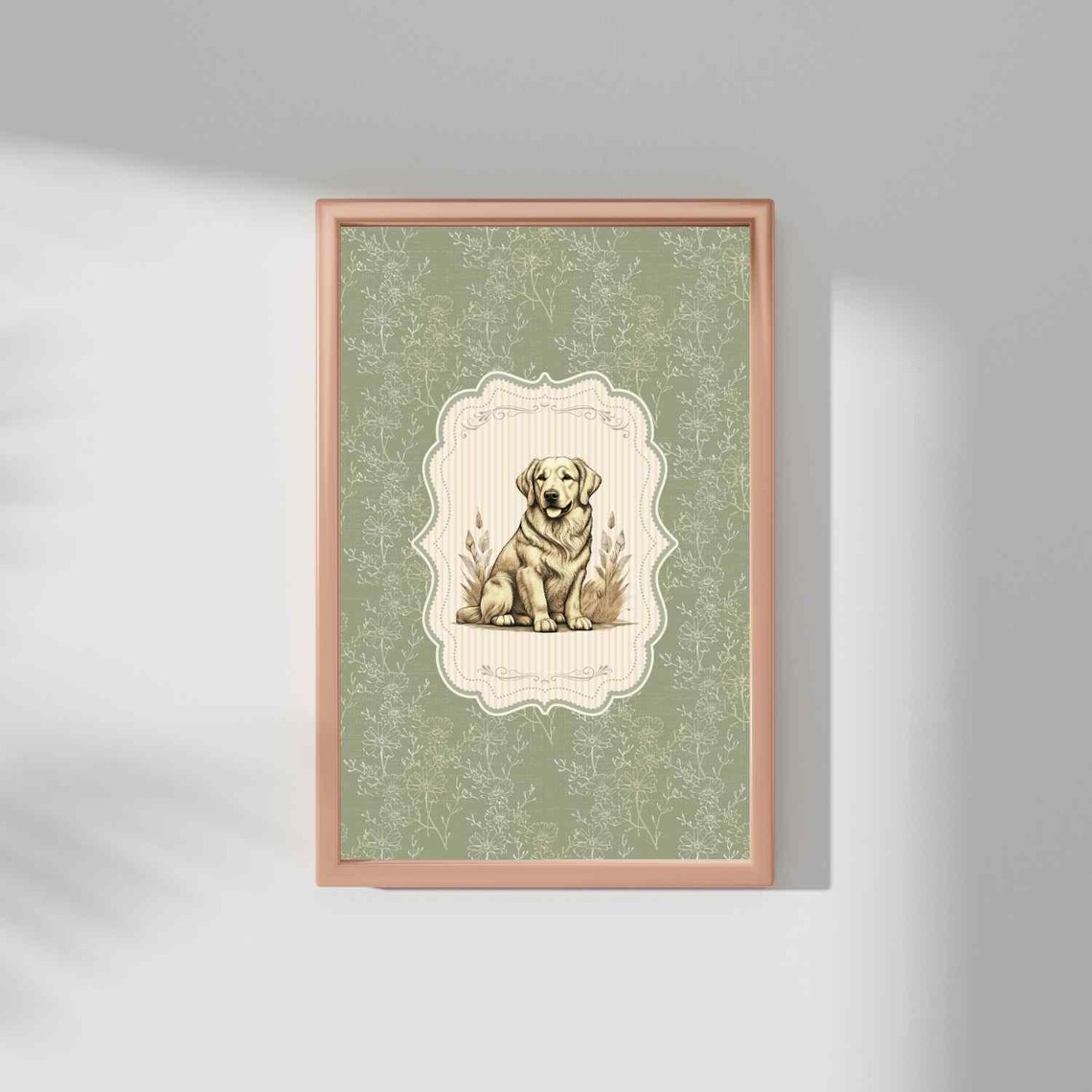 Vintage Style Golden Retriever Art Print, Nursery Decor - Image 4