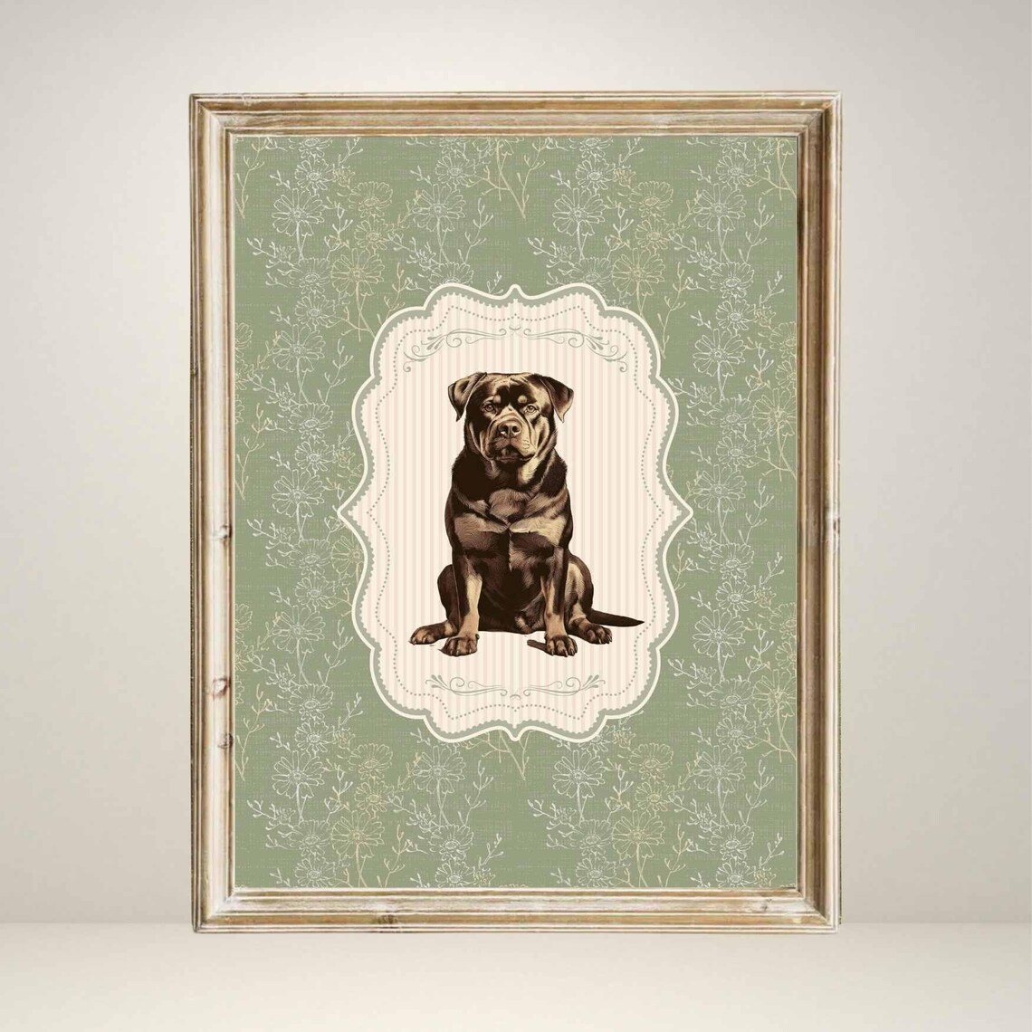 Vintage Style Rottweiler Art Print, Nursery Decor