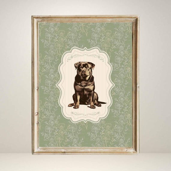 Vintage Style Rottweiler Art Print, Nursery Decor