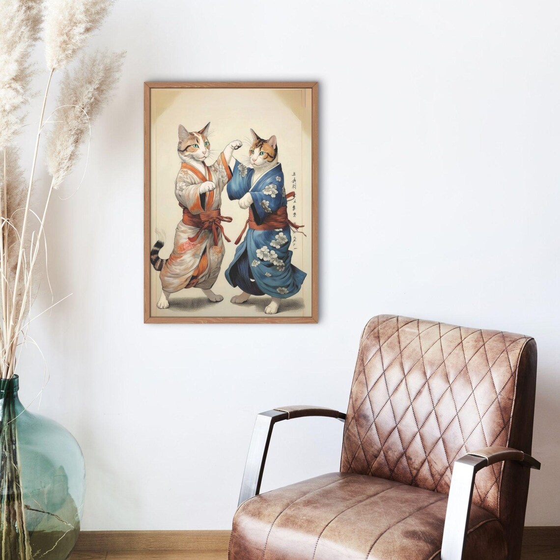 Vintage Samurai Cats, Japanese Kimono Cat Poster - Image 5