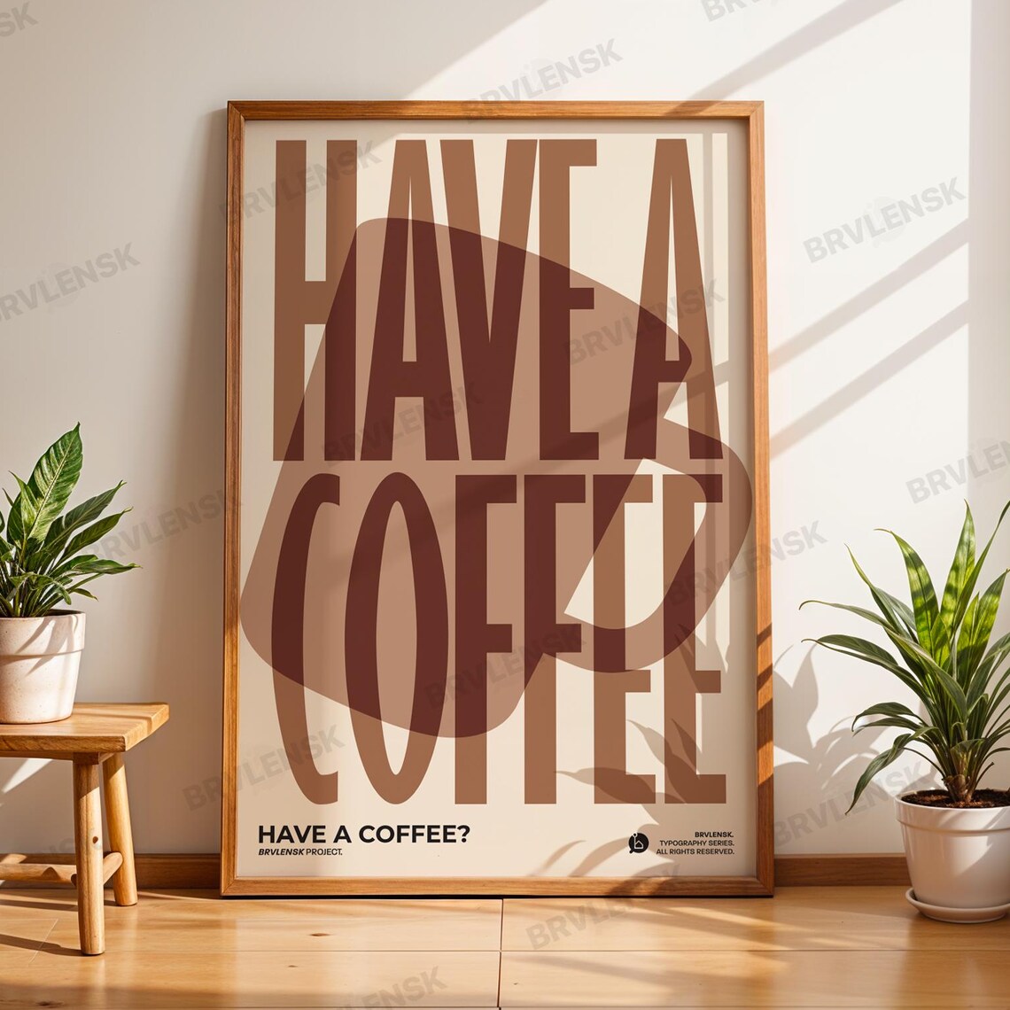 Have A Coffee Poster, Retro Typography Kitchen Art
