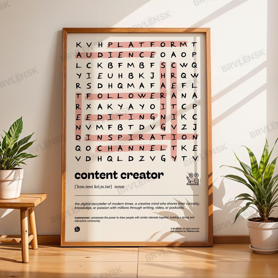 Content Creator Word Search Definition Digital Storyteller Poster