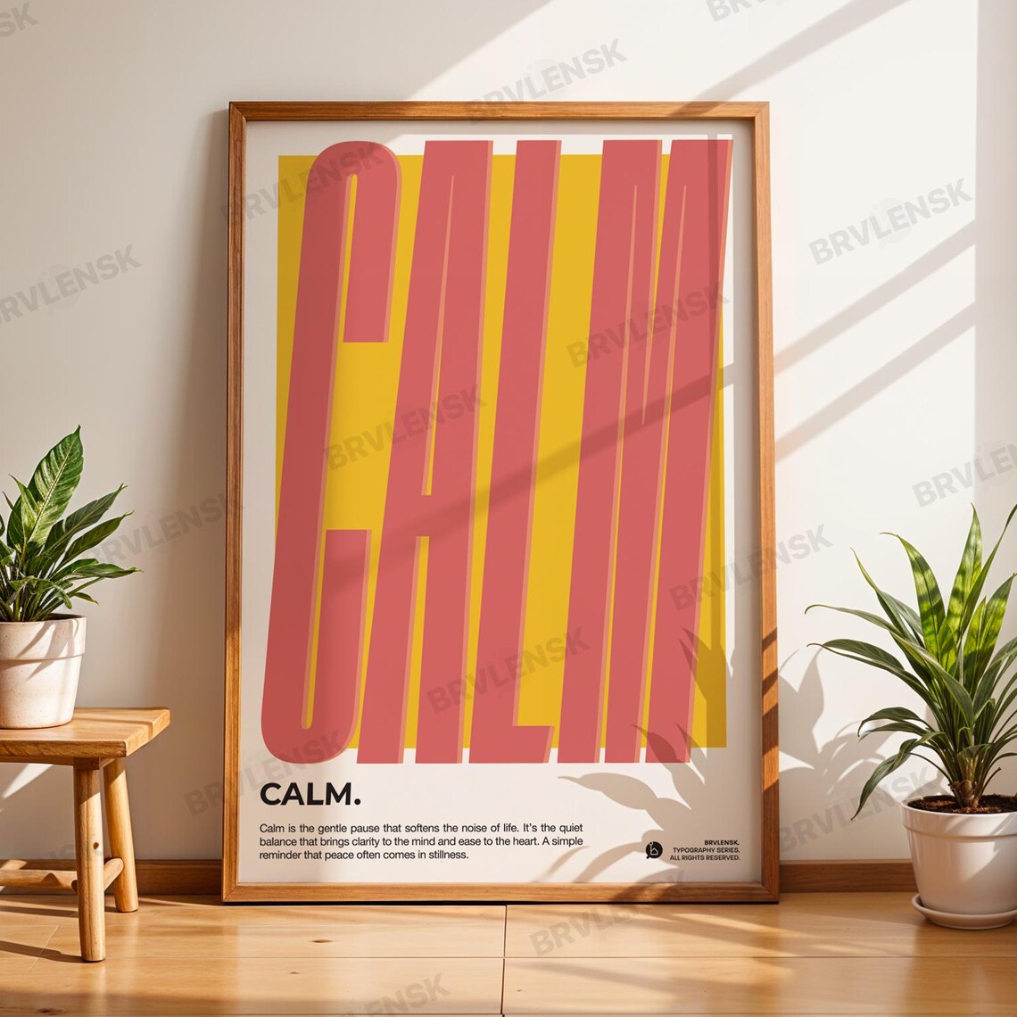 Calm Typography, Retro 70s Style Art Print
