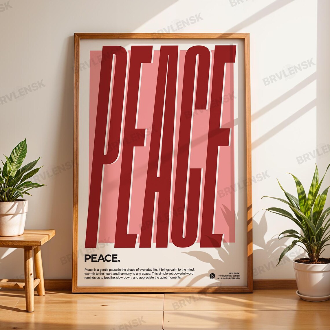 Peace Typography Poster, Retro 70s Minimalist