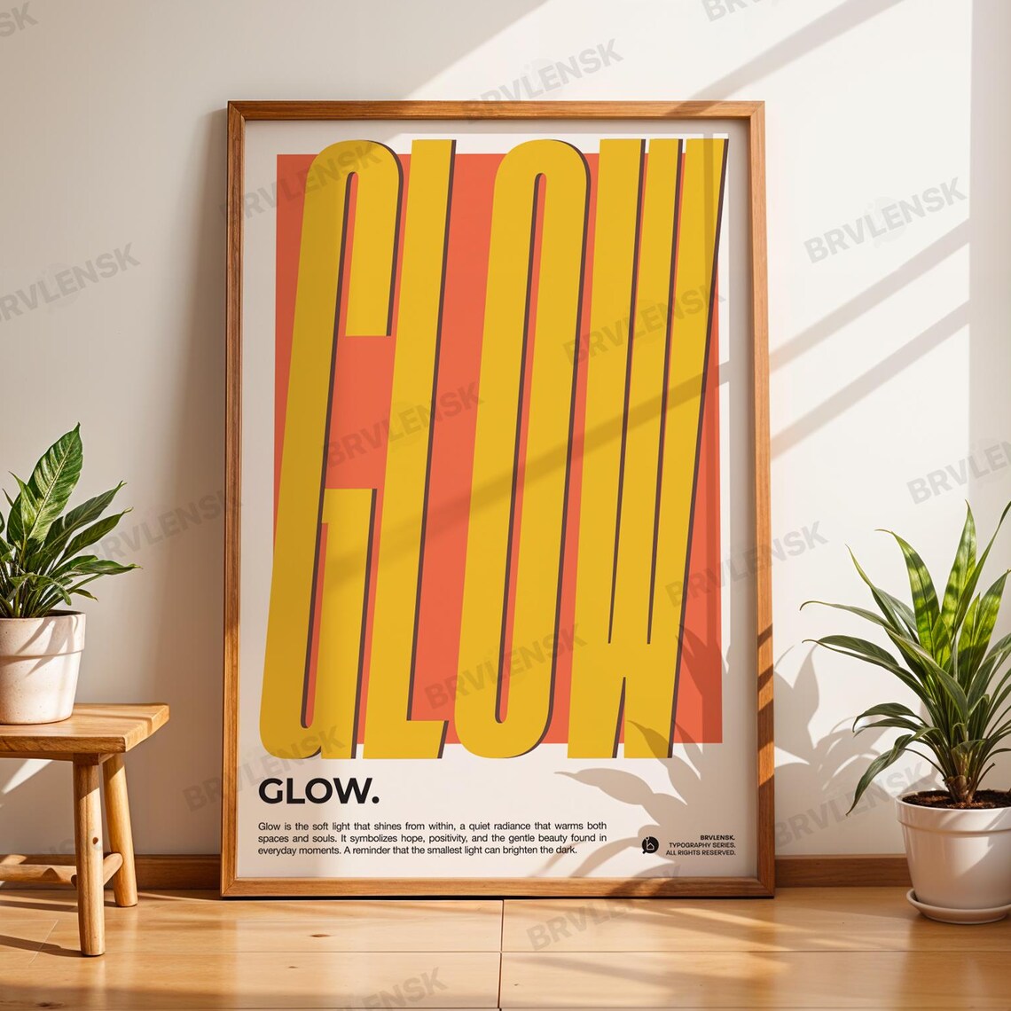 Glow Typography Poster Retro Wall Art 70s Style Print Minimalist Home Decor Positive Energy