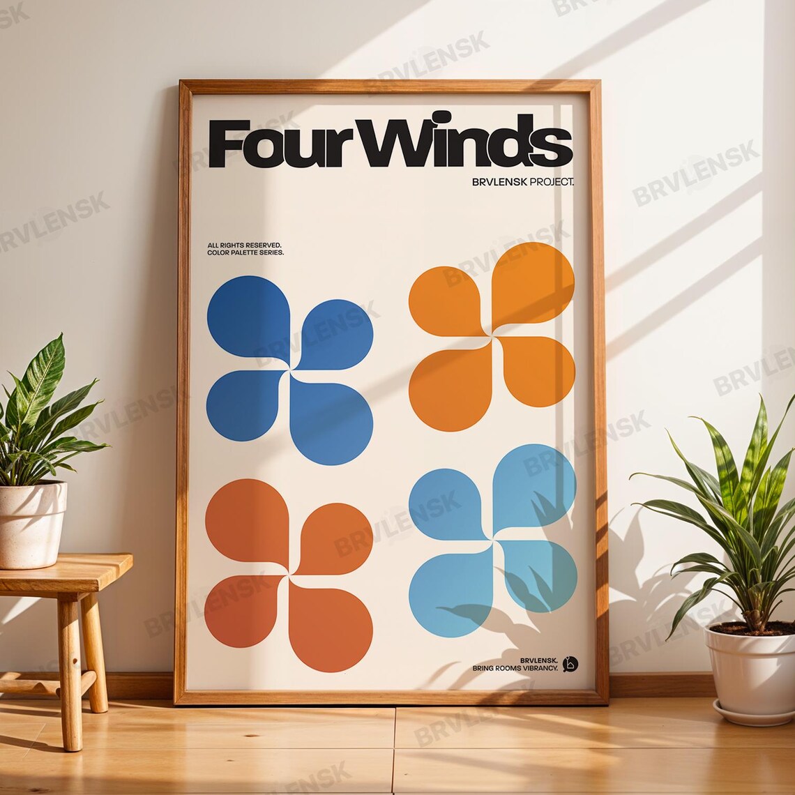 Four Winds Poster 70s Retro Wall Art Boho Flower Print Midcentury Modern Decor