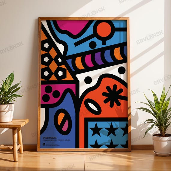 Vibraxis Abstract Poster Minimalist Modern Colorful Wall Art Print Geometric Home Decor