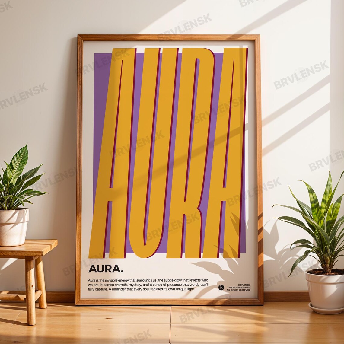 Aura Poster, Retro Typography Spiritual Art
