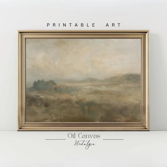 Wall Art Moody Abstract Oil Painting Rustic Minimalist Earth Tone Decor