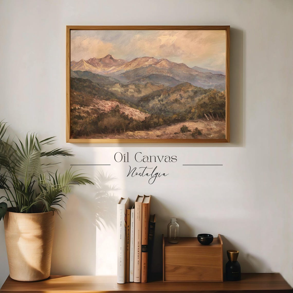 Mountain Landscape Wall Art Moody Oil Painting Neutral Colours Rustic Scenery Farmhouse Decor - Image 3
