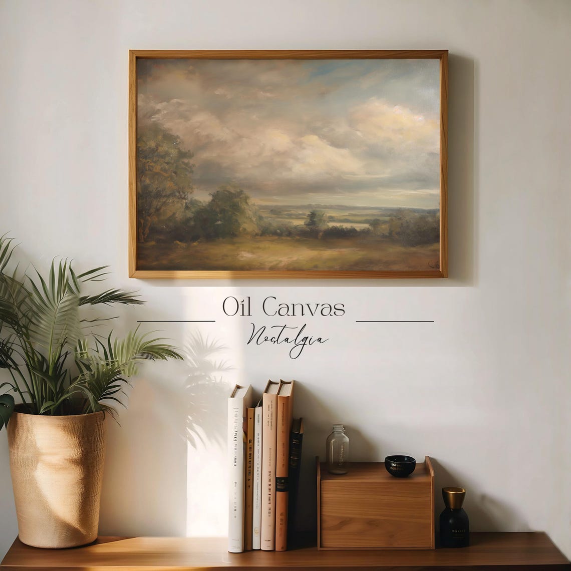 Autumn Landscape Oil Painting Wall Art Rustic Country Decor Moody Muted Colours - Image 3