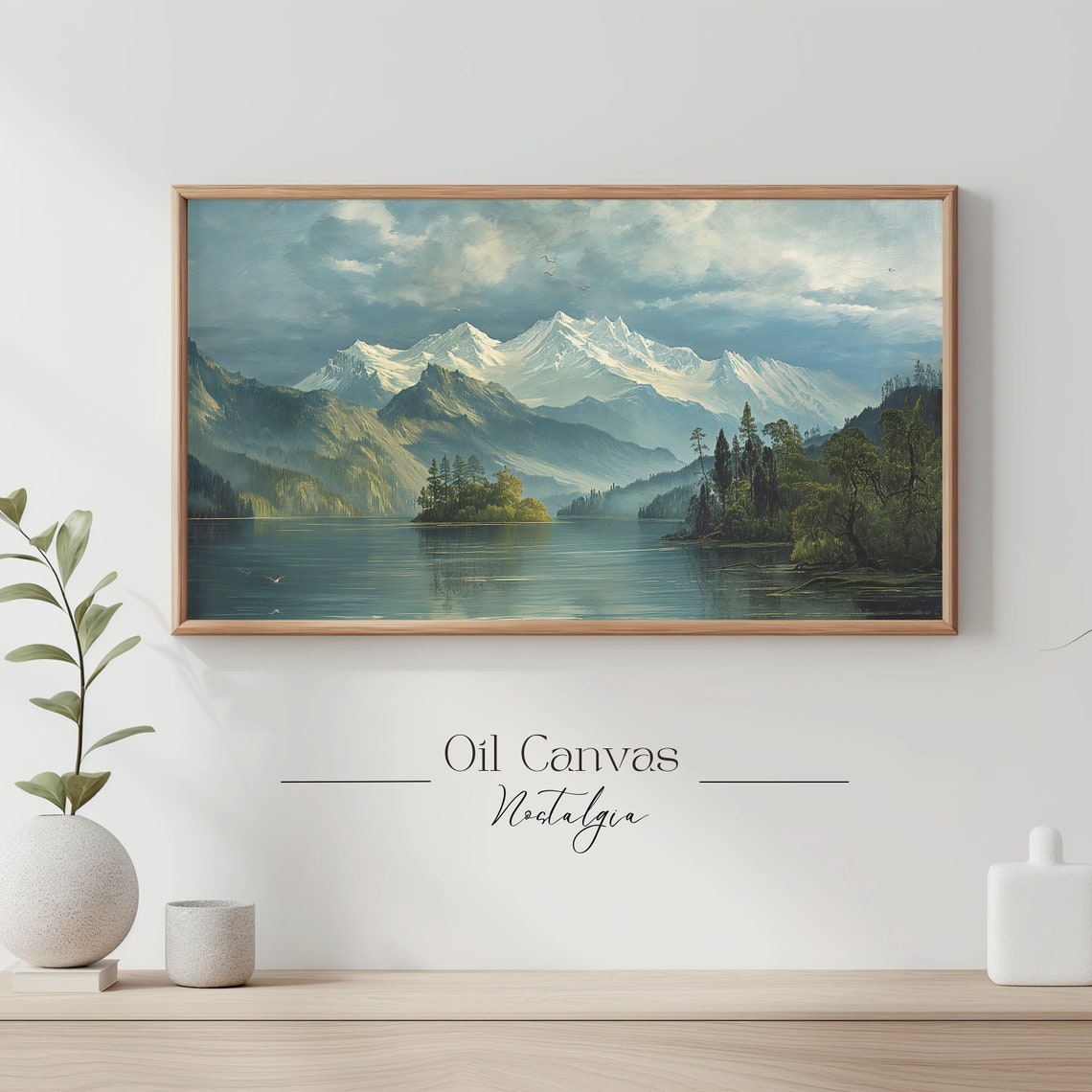 Mountain Landscape Frame Tv Art Vintage Rustic Scenery Oil Painting Farmhouse Decor Nature Wall Art Instant - Image 3