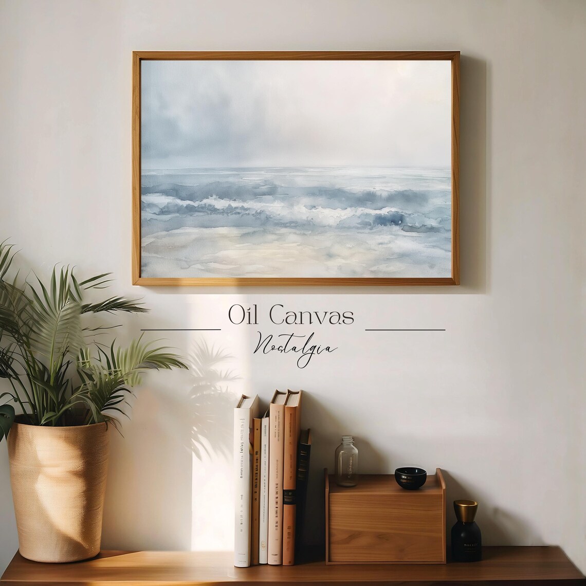 Wall Art Vintage Beach Watercolour Painting Summer Sea Art Ocean Blue Nautical Seascape - Image 3