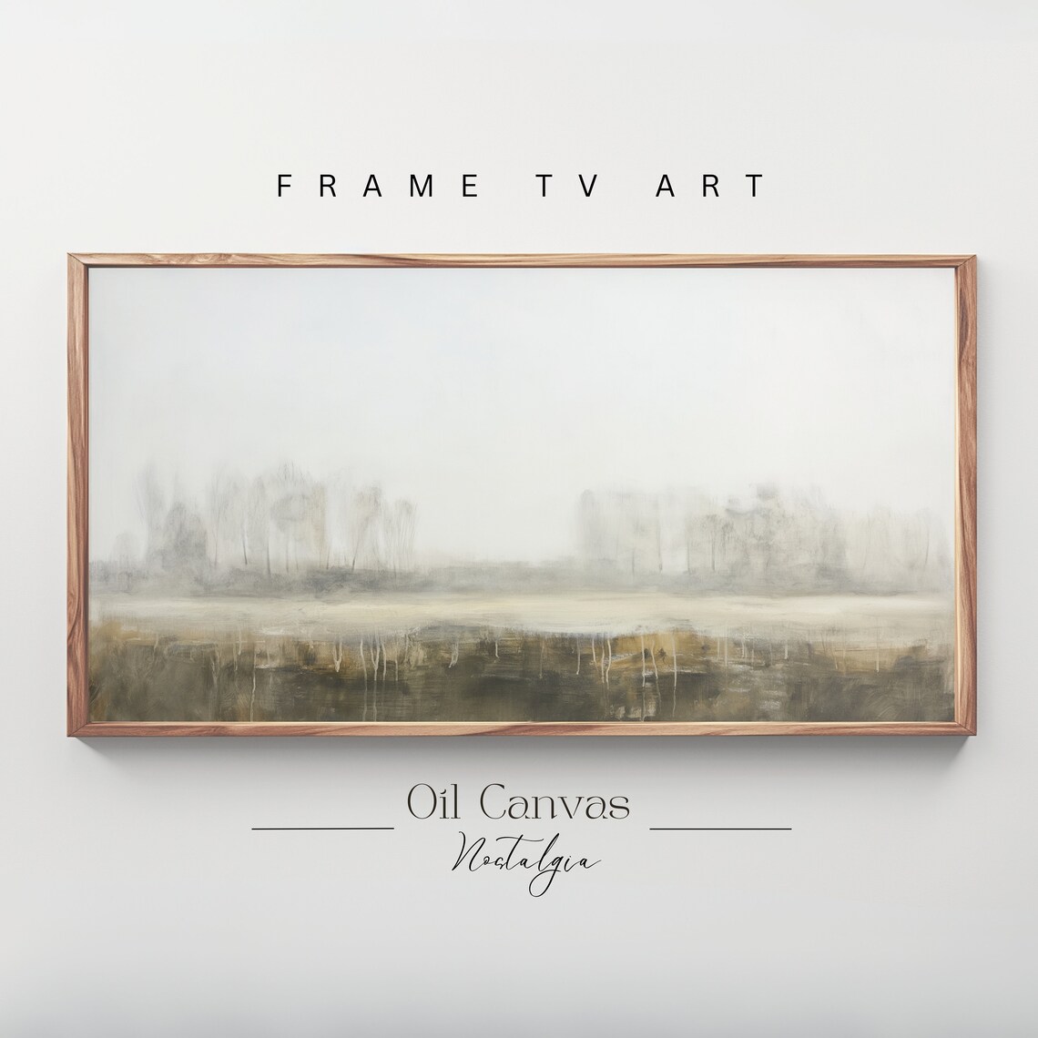 Abstract Foggy Wetland Reeds Misty Green Gray Modern Minimalist Poster