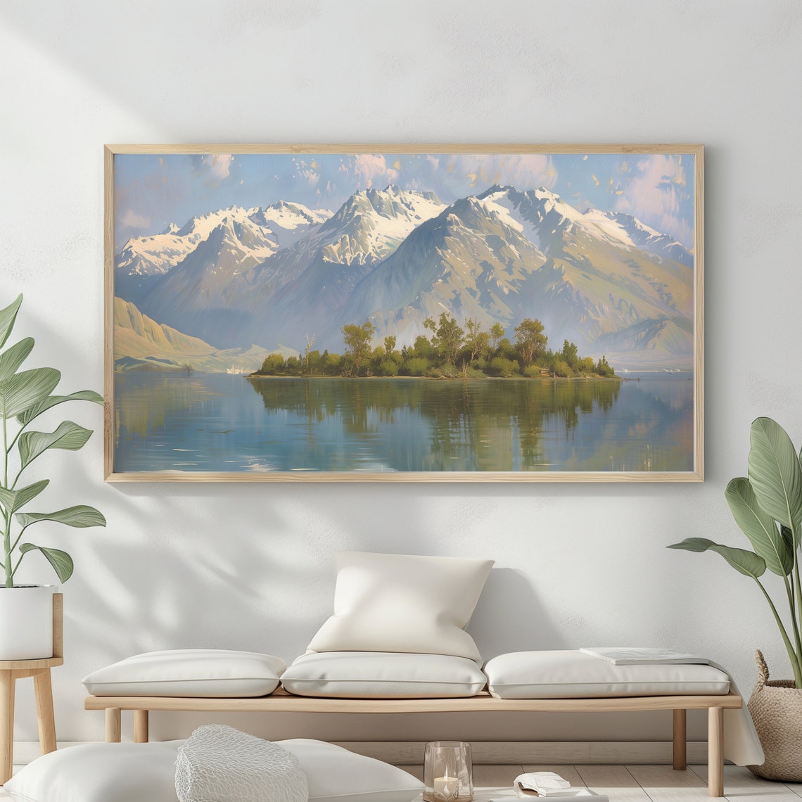 Mountain Landscape Frame Tv Art Vintage Rustic Scenery Oil Painting Farmhouse Decor Nature Wall Art Instant - Image 2