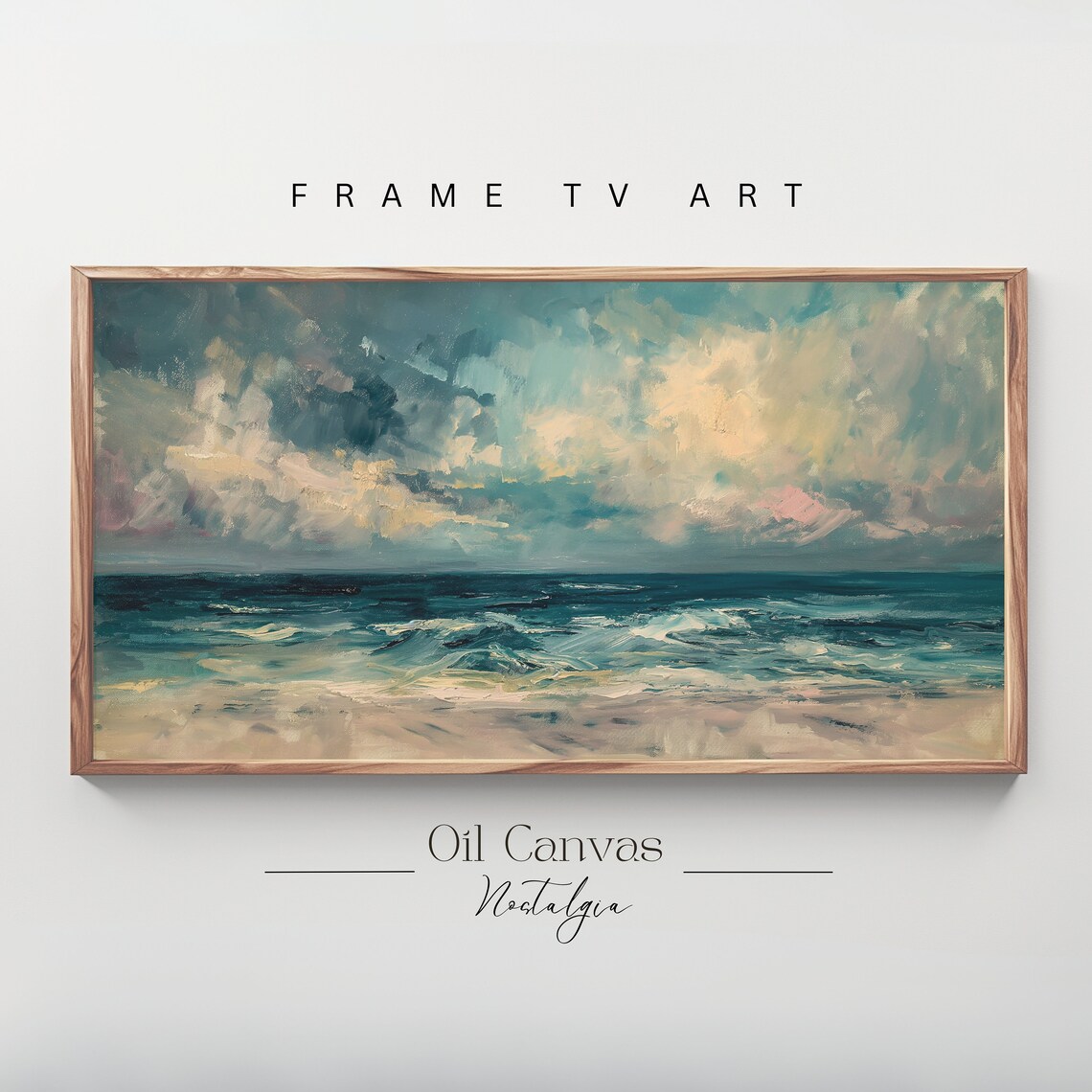 Frame Tv Art Abstract Beach Oil Painting Summer Sea Art Ocean Frame Tv Art Landscape Blue Nautical Seascape